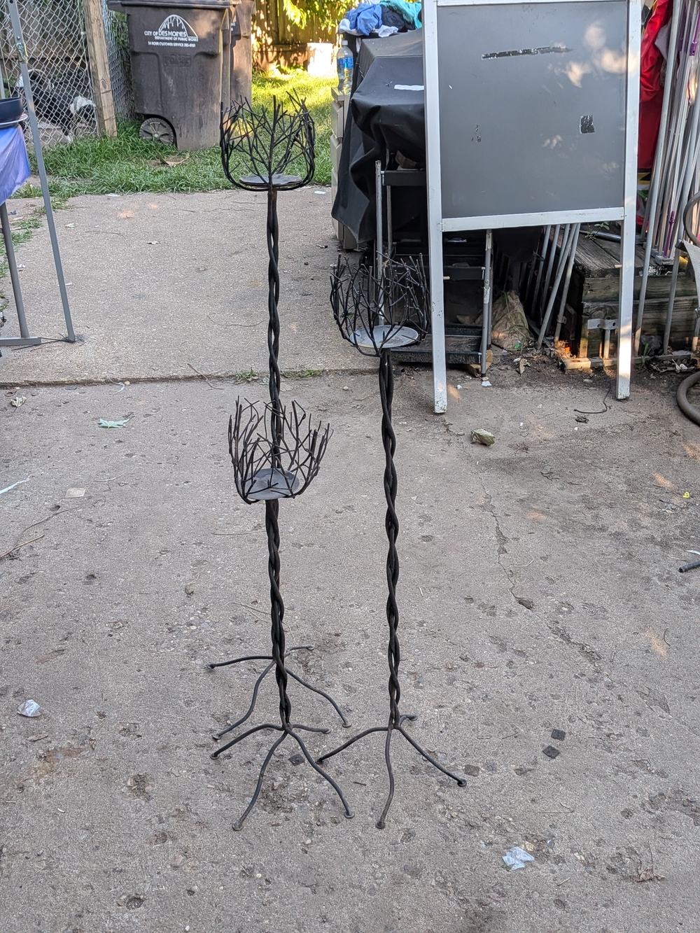 Set of 3 Black Twisted Metal Plant Stands